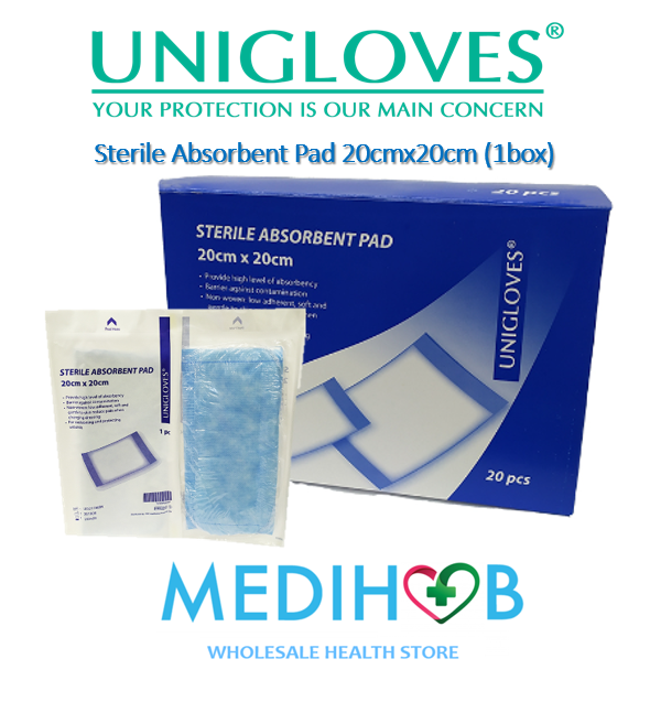 (Full Box) UNIGLOVES Gamgee Absorbent Pad 20pcs 20cm x 20cm (EXP12/202 ...