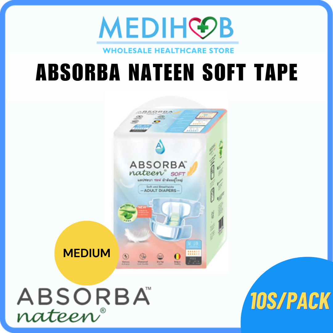 Absorba Nateen SOFT Adult Diapers Lampin Dewasa TAPE (1 Bag x 10 Piece ...