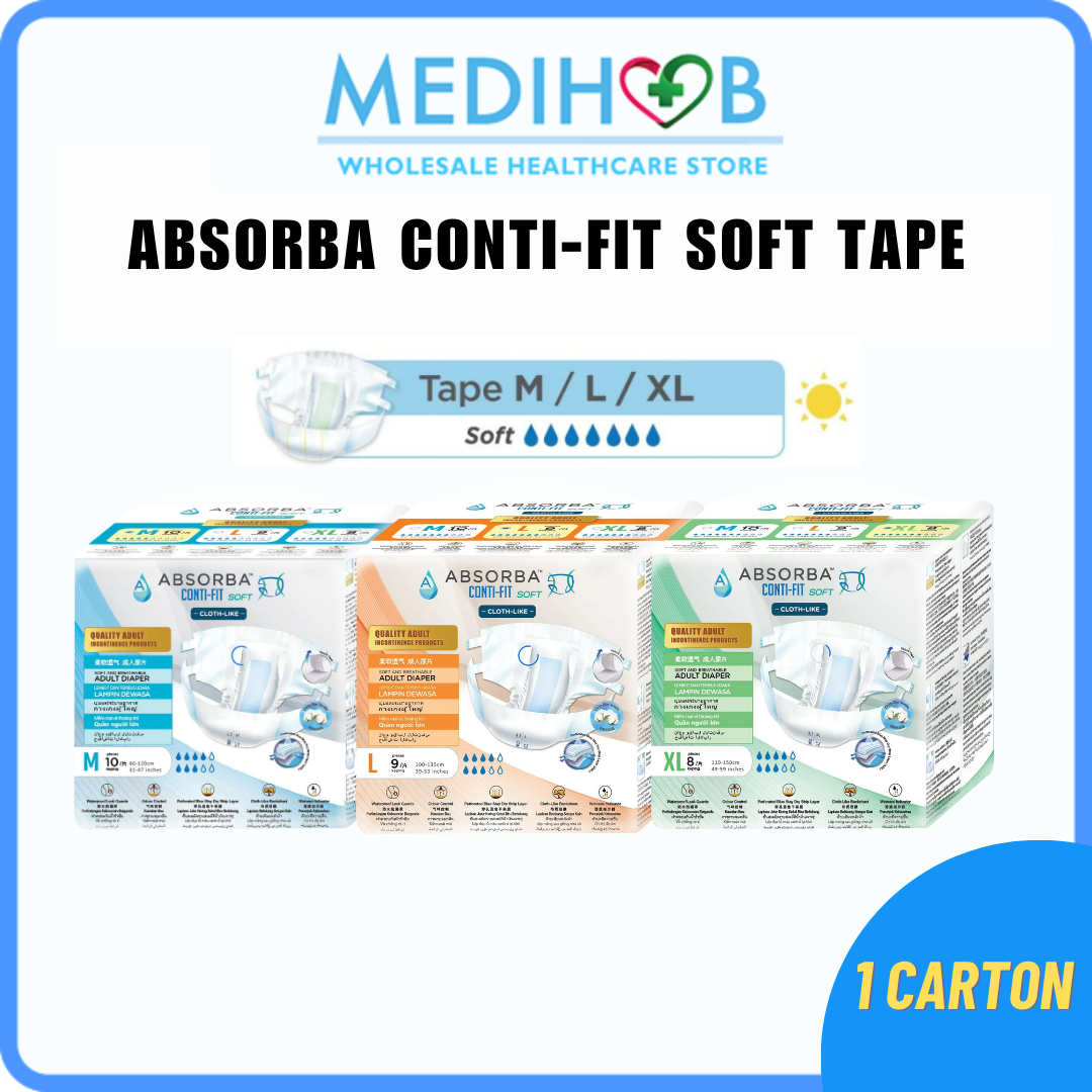 [BULK] Absorba Conti-Fit Soft Adult Diapers M80/L72/XL64 [8 Packs/Cart ...
